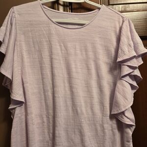 Nine West Light Purple Ruffle Sleeve Blouse